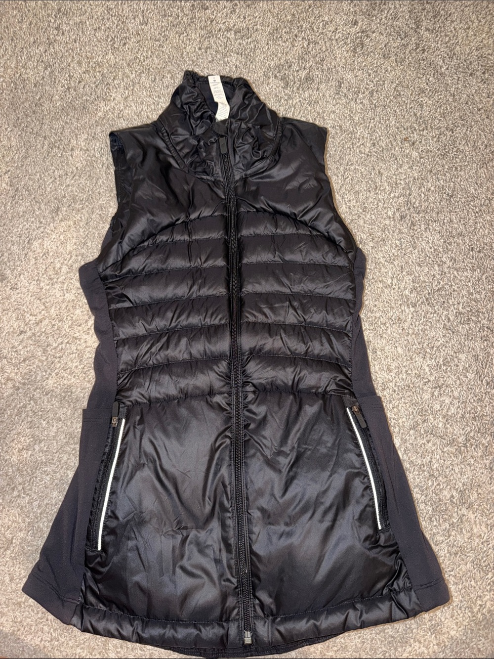 lululemon athletica Black Quilted Ruffle Collar Vest